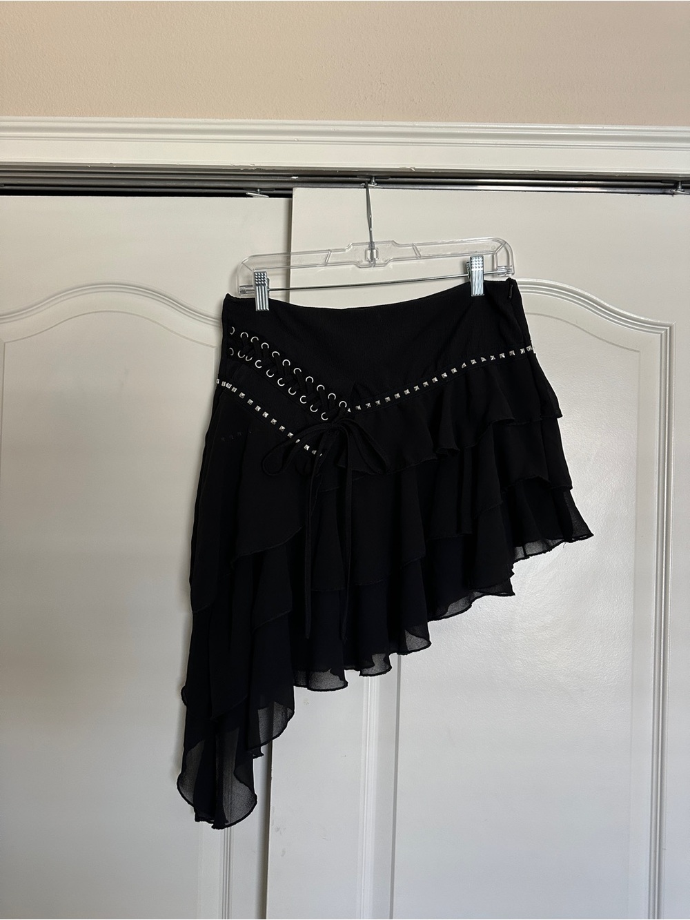 Black Studded Asymmetrical Mini Skirt Size Medium